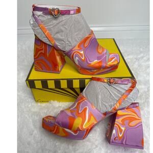 NWT Circus NY Sam Edelman Miranda Jewel Orange Multi Platform Heels 8.5